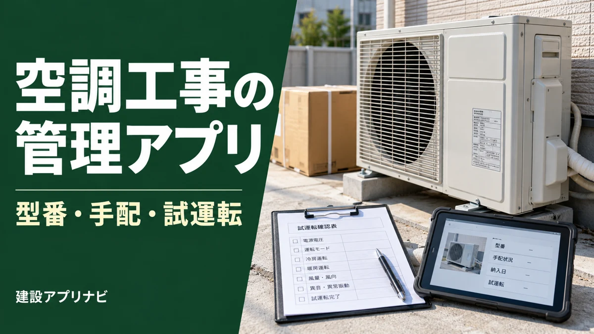 空調工事の管理アプリ比較｜型番変更・分納・試運転を引き継ぐ