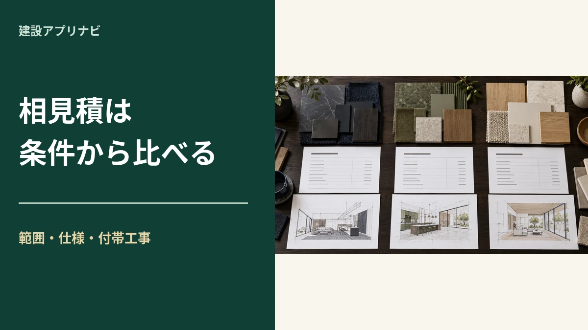 工務店の相見積対応｜値引き前に工事範囲・仕様・条件をそろえる比較表