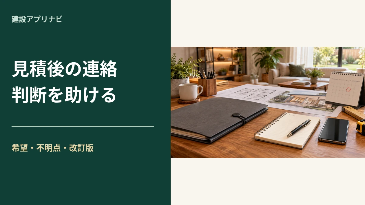 工務店の見積提出後フォロー｜催促を増やさず、判断に必要な情報を渡す