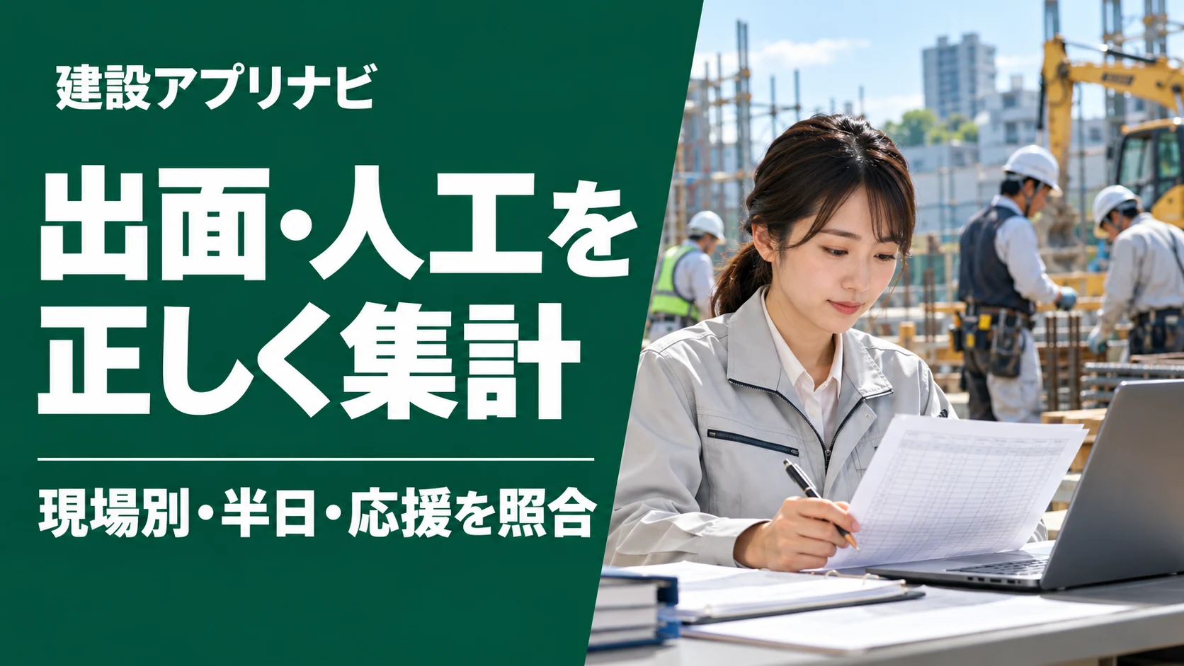 建設業の出面・人工管理アプリ4選｜半日・応援・現場別集計を比較