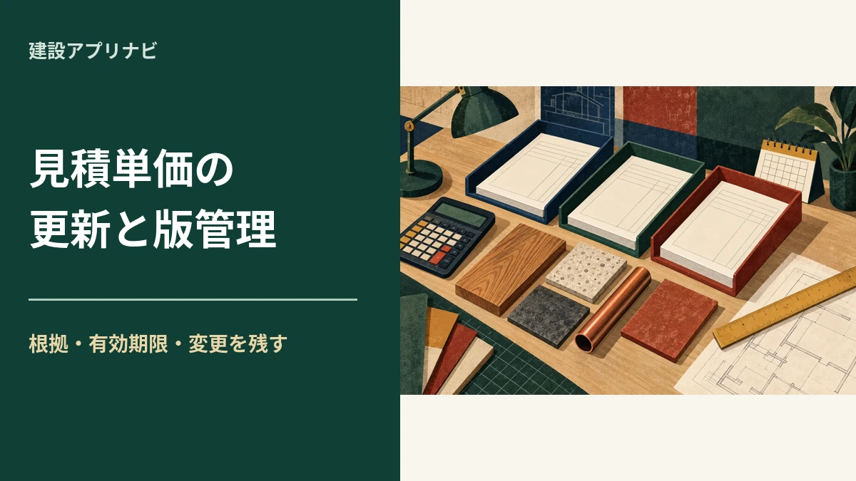 建設業の見積単価を更新する方法|仕入価格・有効期限・改訂版を残す