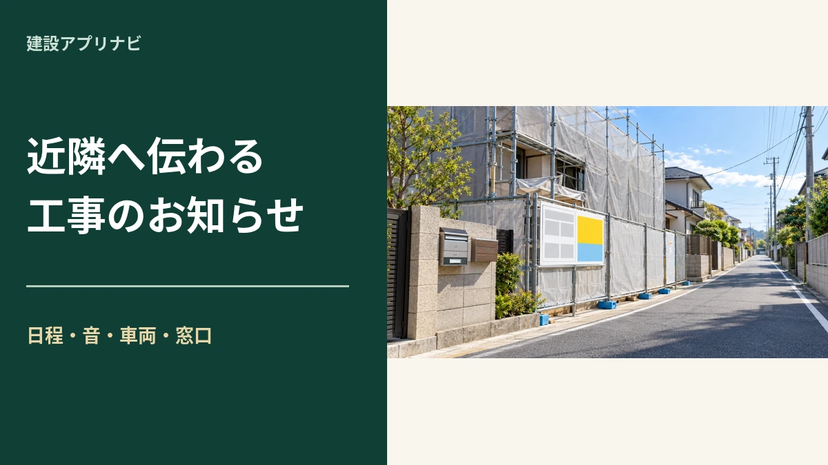 工事の近隣お知らせ文の作り方｜日程・音・車両・変更連絡を一枚へ