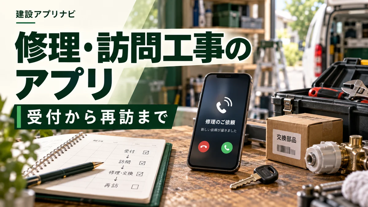 修理・訪問工事の管理アプリ比較|受付・担当・部品待ち・再訪を追う