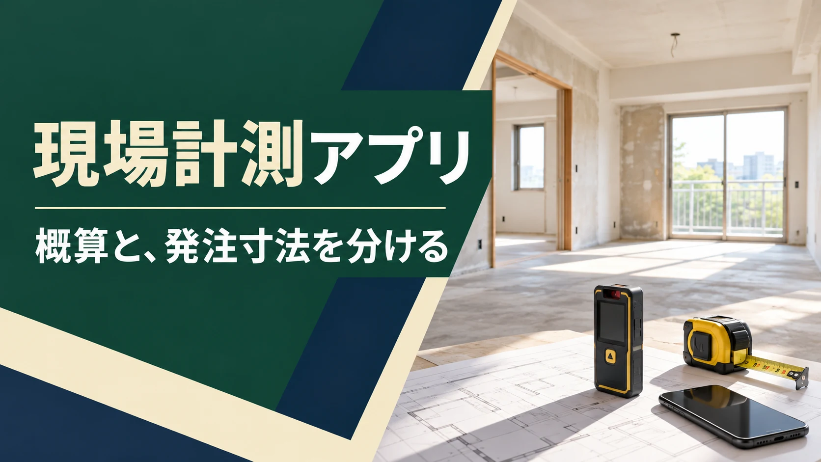 現場計測アプリの選び方｜スマホの概算と発注寸法を分けて比較の説明用イメージ