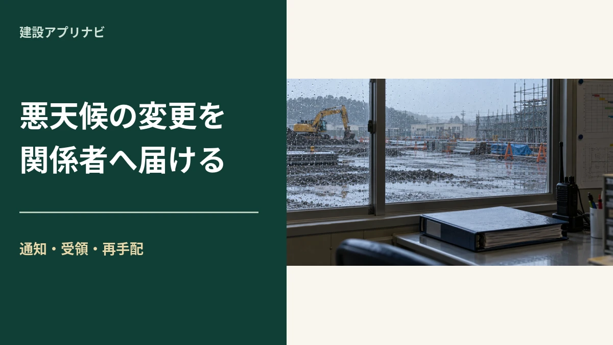 現場の雨天・悪天候連絡を整理する｜変更通知・受領・再開確認のルール