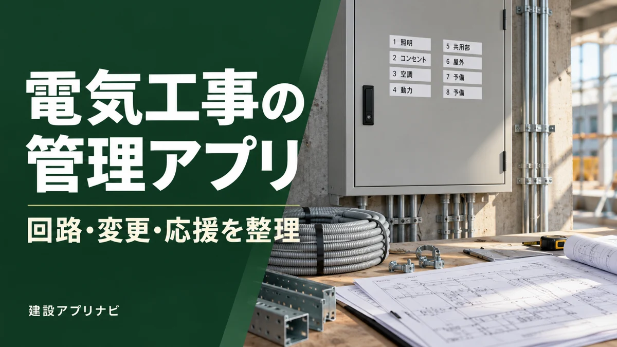 電気工事の管理アプリ4候補|回路変更・応援・検査記録から選ぶ