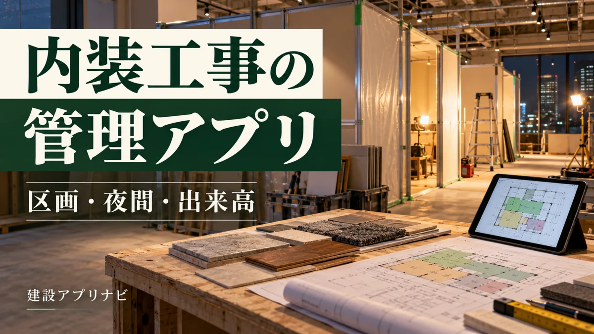 内装工事の管理アプリ4候補|区画別作業・夜間工事・出来高を比較