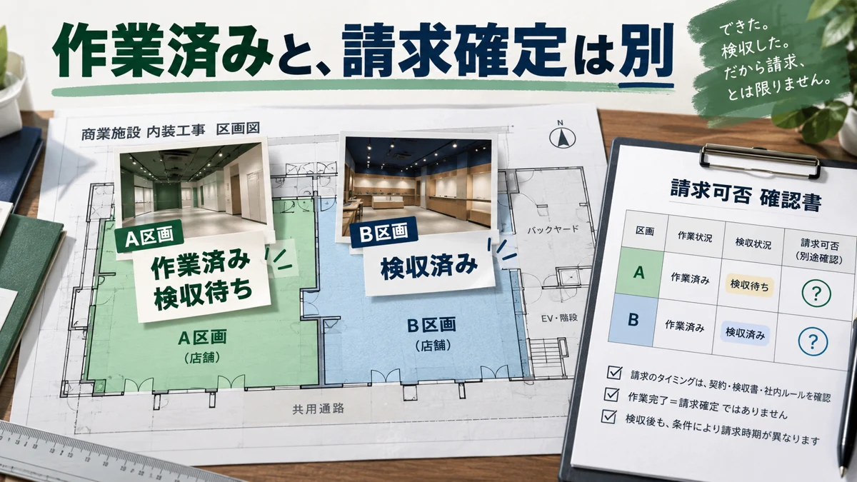 区画IDを、図面と日報へ共通で使うを業務の場面で確認する説明イメージ